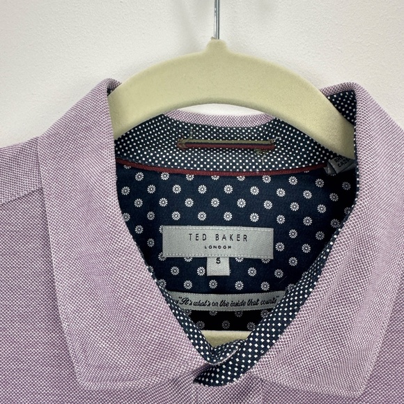 Ted Baker Broader Button Up Shirt Mens Size 5 US XL Purple Slim Fit Jersey. - Picture 4 of 9
